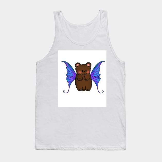 Fairy Teddy Bear with Blue, Teal and Purple  Wings Tank Top by Ethereal Vagabond Designs